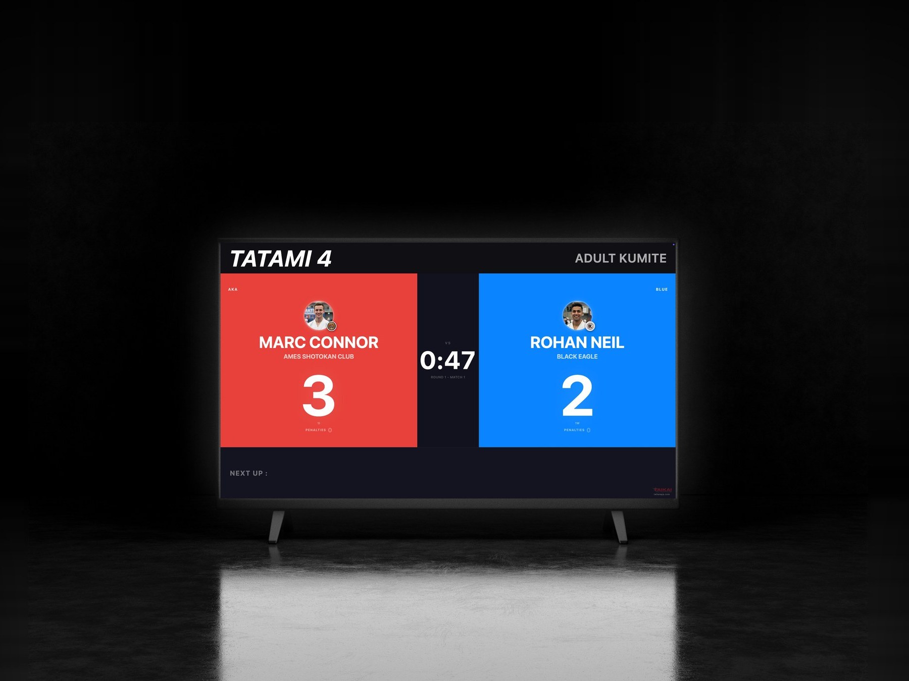 Pantalla de marcador en vivo de Taikai App